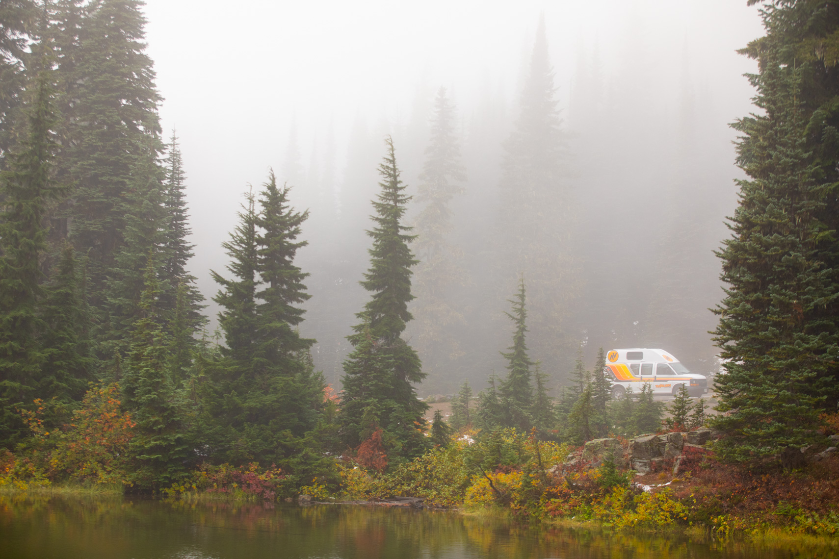 Washington Foggy Camper